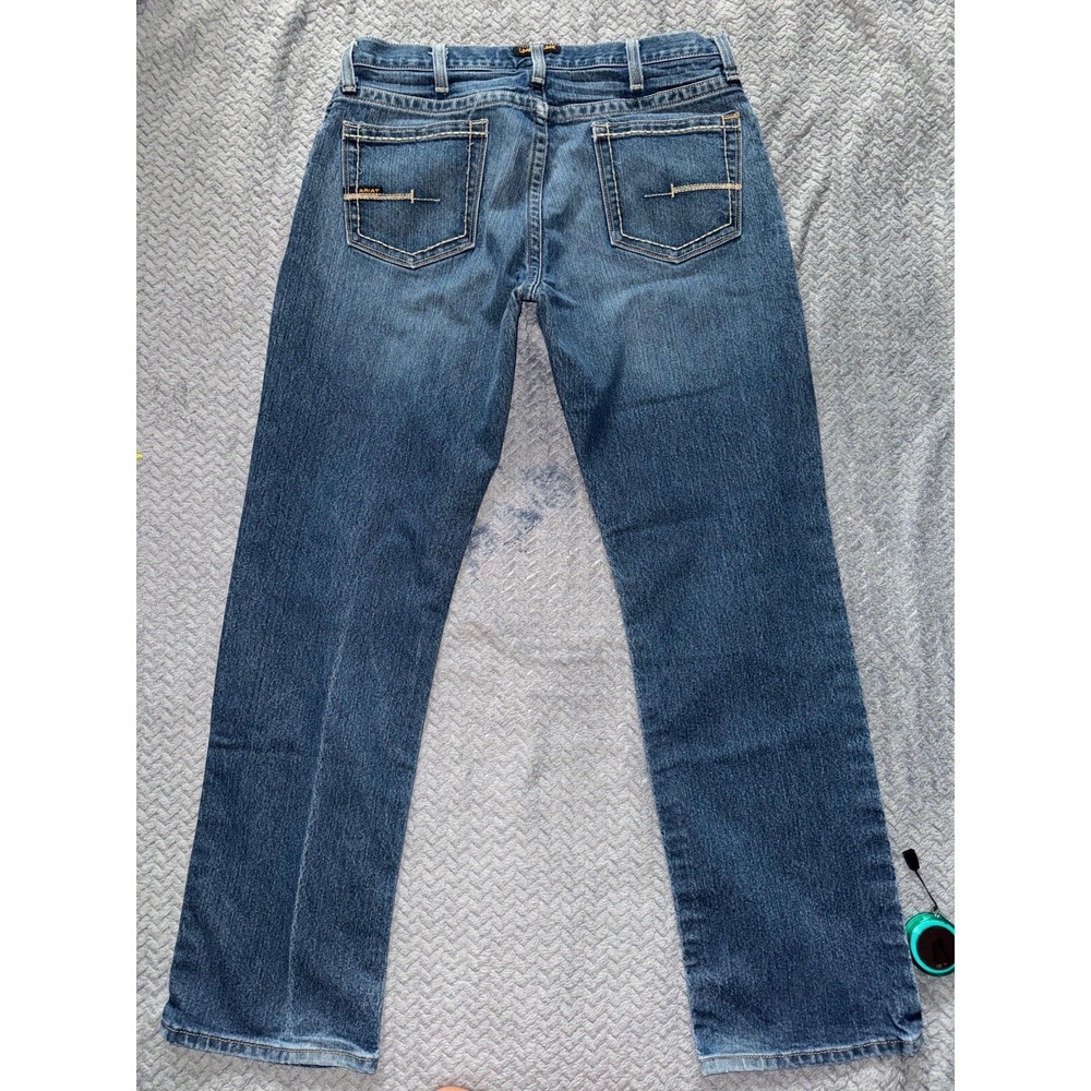 Ariat Mens M4 Rebar Relaxed Boot Jeans Blue Denim Dark Wash Size 36 - Picture 4 of 5